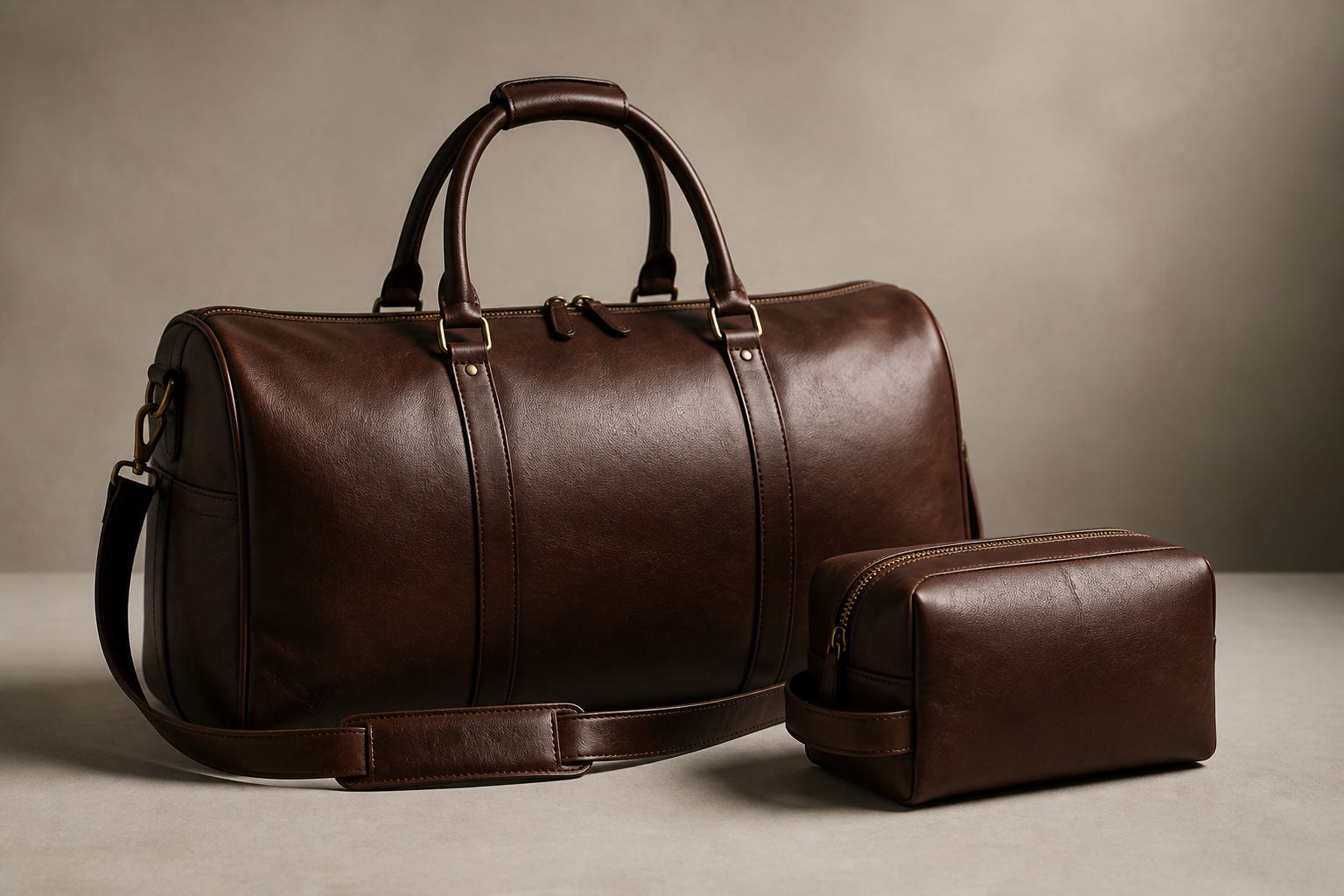 Tolredo leather duffel bag and accessory